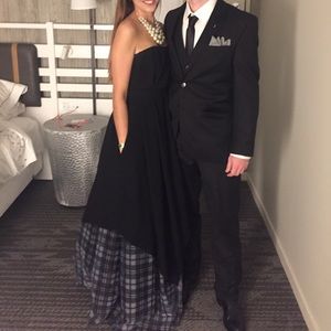 Haute Hippie black/plaid detail ball gown